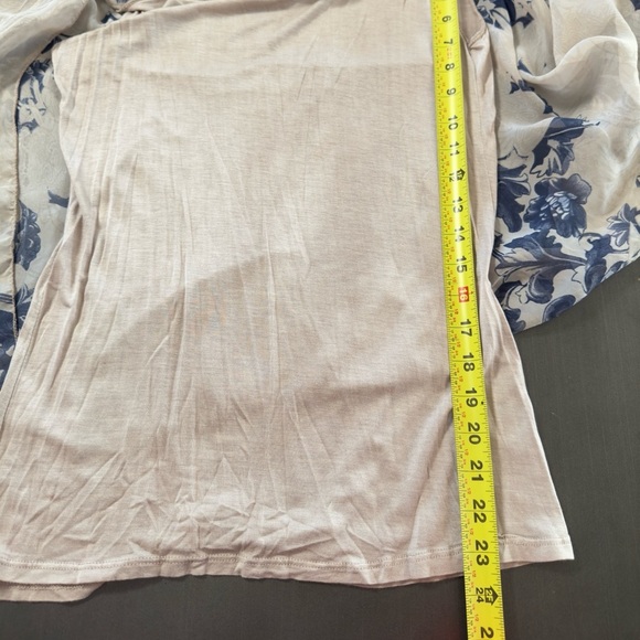 Tendenze 100% Silk Beige Blue Floral‎ Kimono Asymmetrical Flowy Blouse Italy - Picture 9 of 9